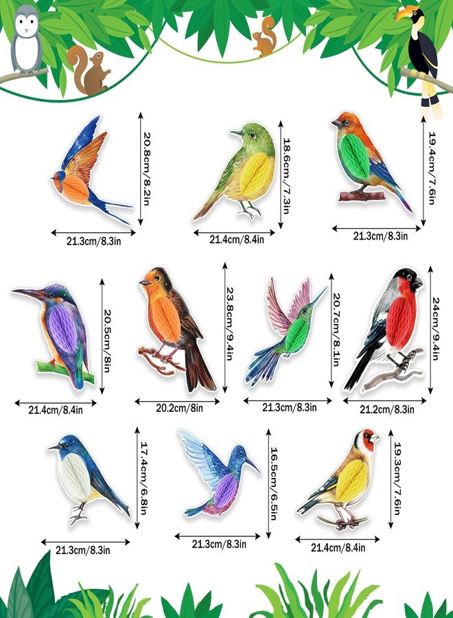 PerKoop 10 Pcs Bird Party Decorations Tropical Bird Honeycomb Paper Cutouts Jungle Rainforest Theme Hanging Parrot Birthday Hawaiian Luau Tiki Party for Home Classroom Supplies - Image 2
